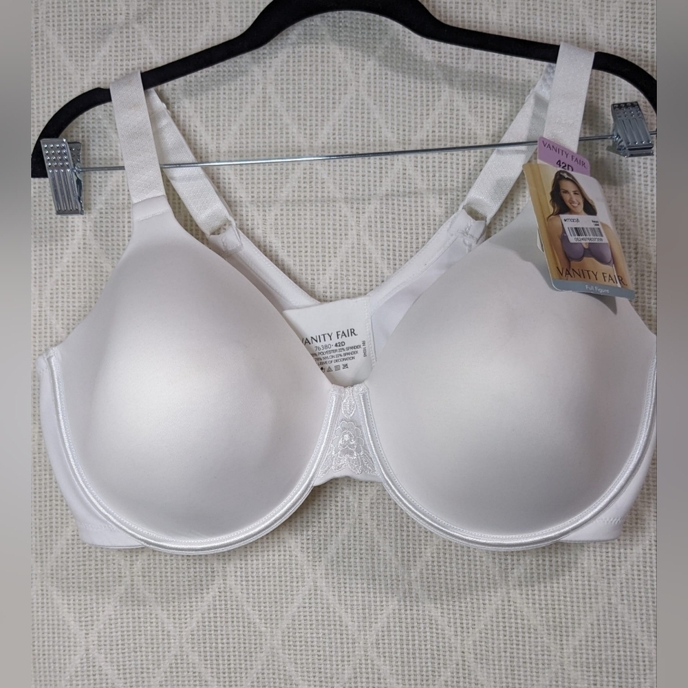 Vanity Fair 42D White Full Coverage Nearly Invisible 3-Way Convertible Bra